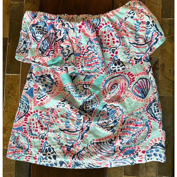Lilly Pulitzer Shell Me About It Small Top Ruffle Floral Tube Top Women - Picture 1 of 7